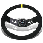 NRG 350mm Racing Steering Wheel for Universal Fit (2-Spoke, Yellow Suede)