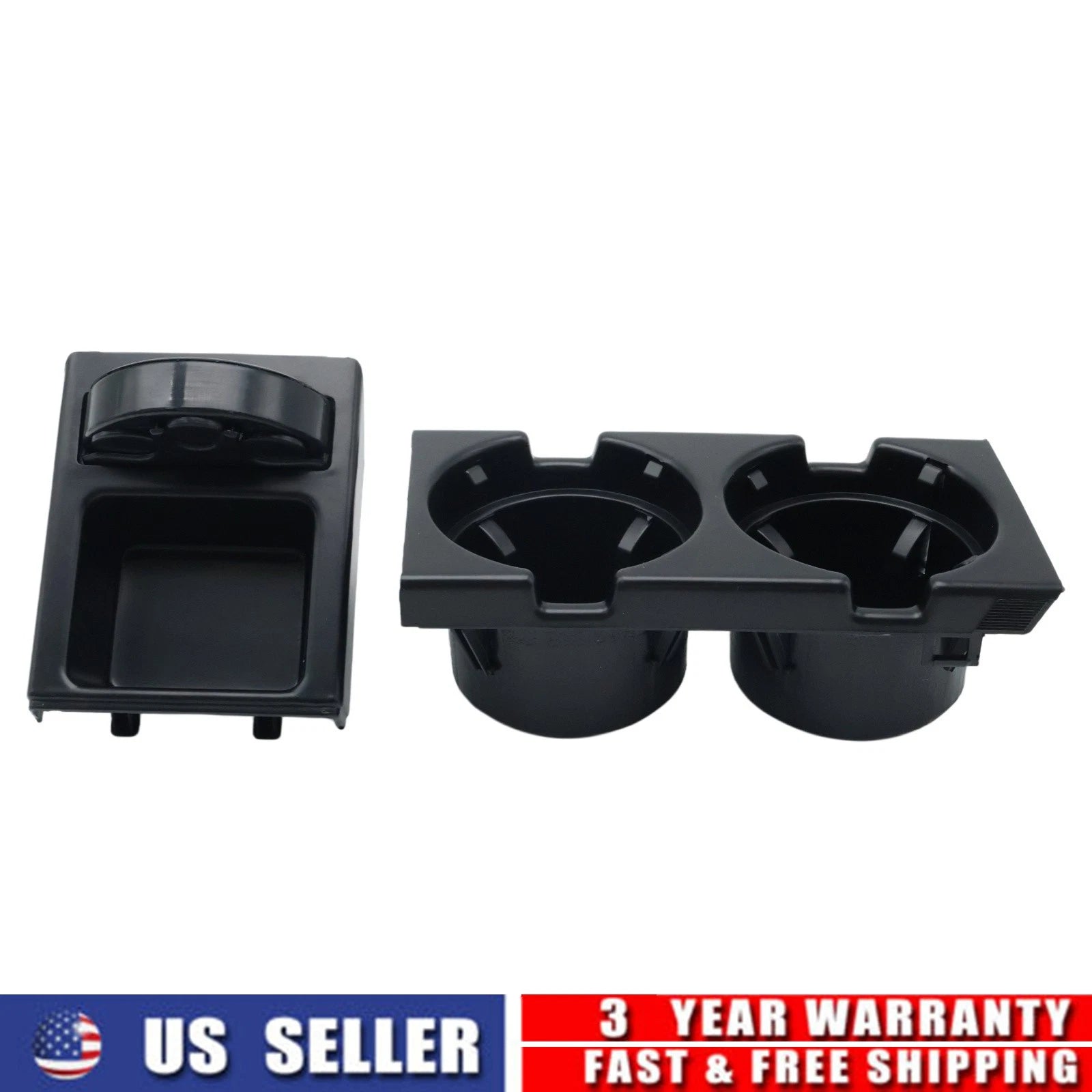 Set of 2 Black Cup Holder + Coin Holder for BMW 328i 325i 323i 330i (2012–2015)