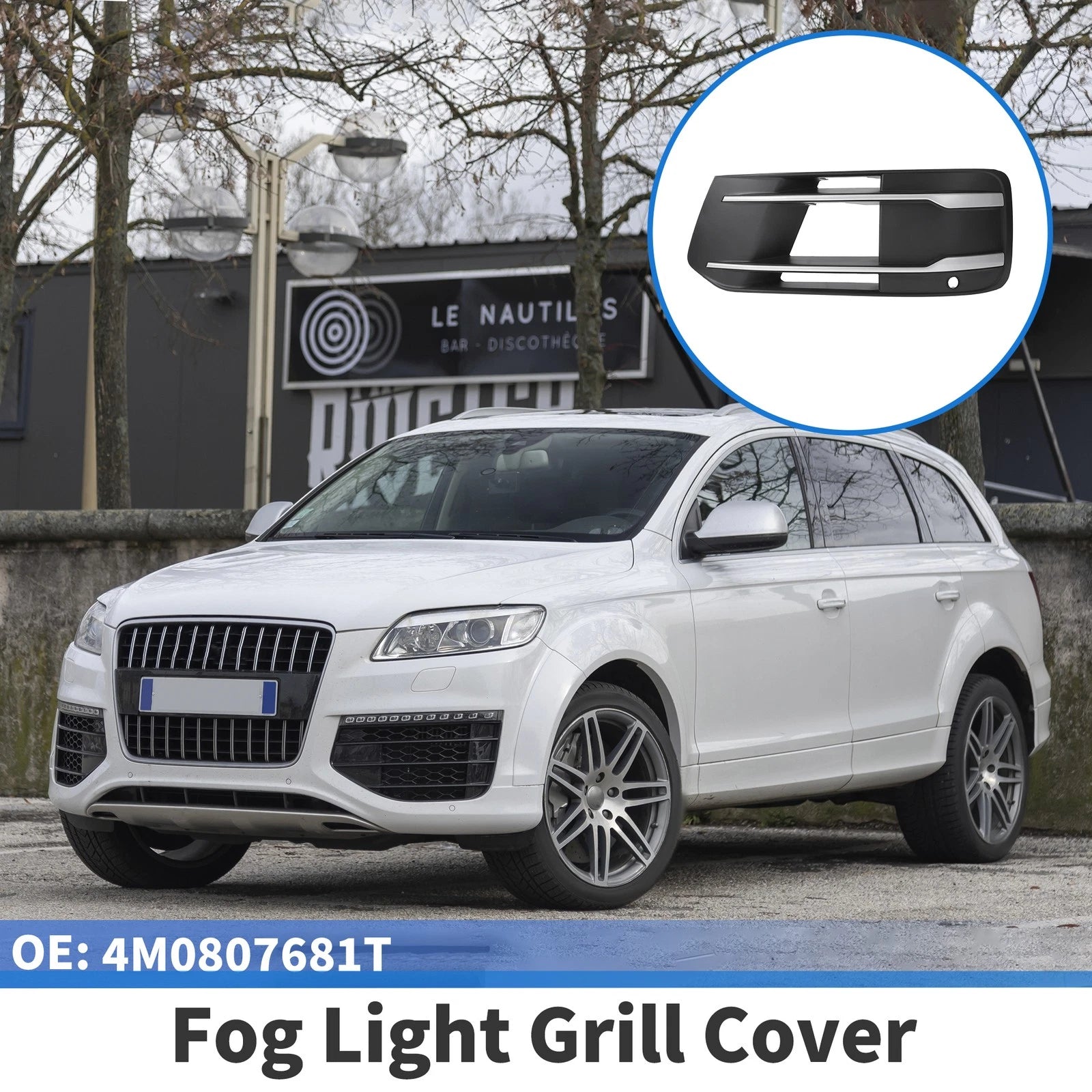 1pc Fog Light Grill for Audi Q7 (2016–2020) No. 4M0807681T Black Silver Tone