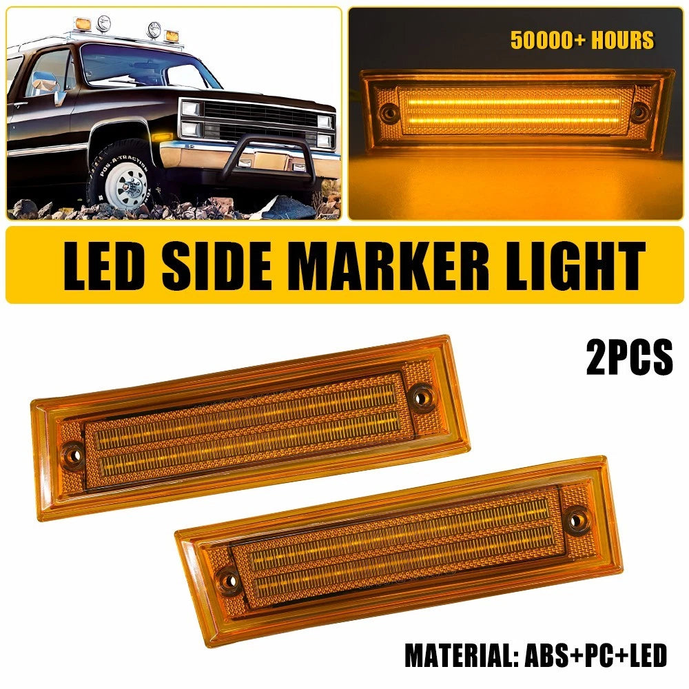 Pair Amber Side Marker Lights for Chevrolet K5 Blazer Suburban (1981–1991)
