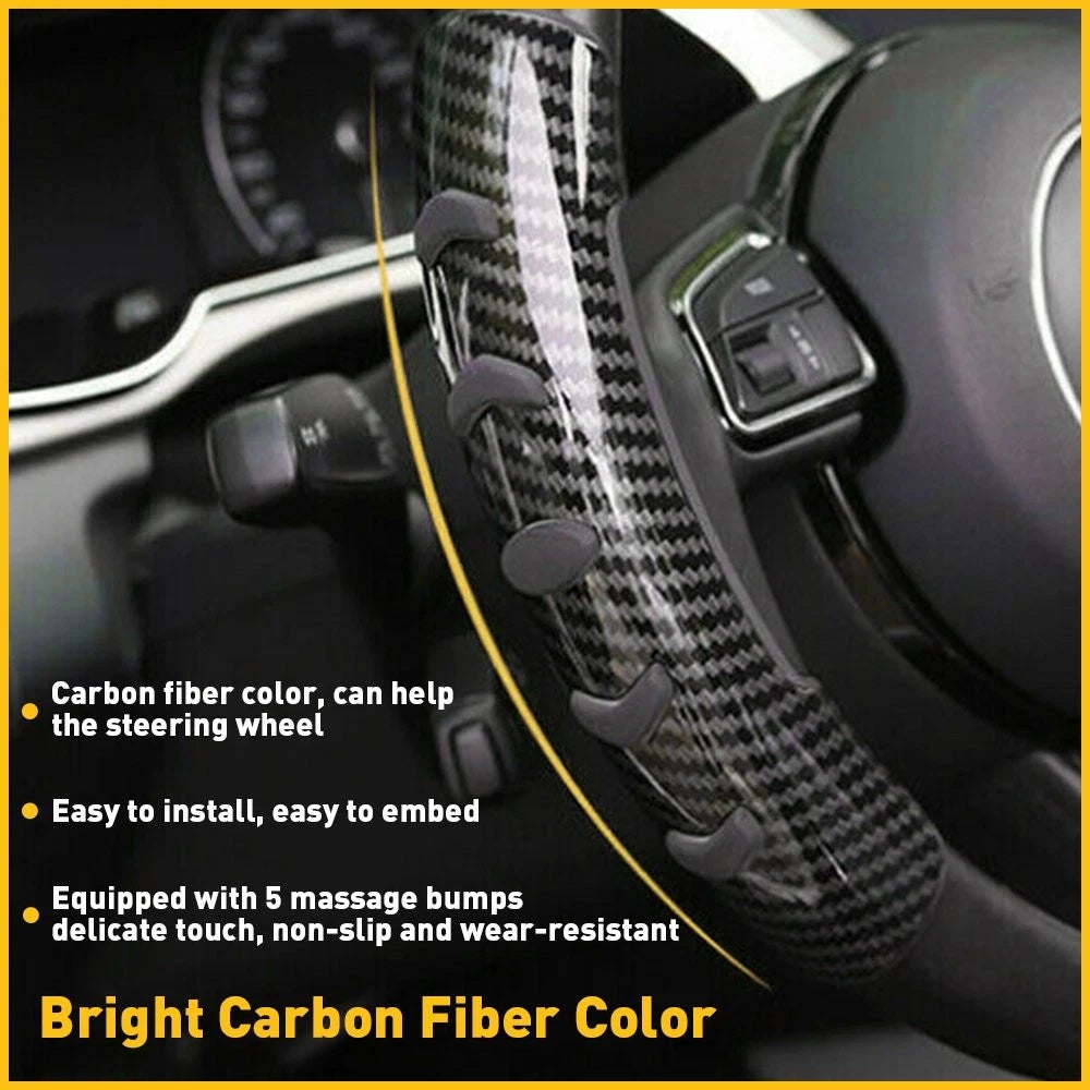 2X Carbon Non-Slip Fiber Steering Wheel Cover for Universal Fit (37-39cm)