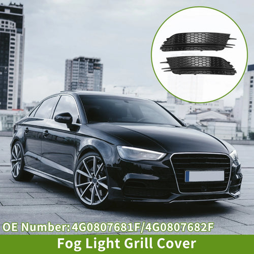 1 Pair Front Fog Light Grill for Audi A6 C7 (2012–2015) No. 4G0807681F Black