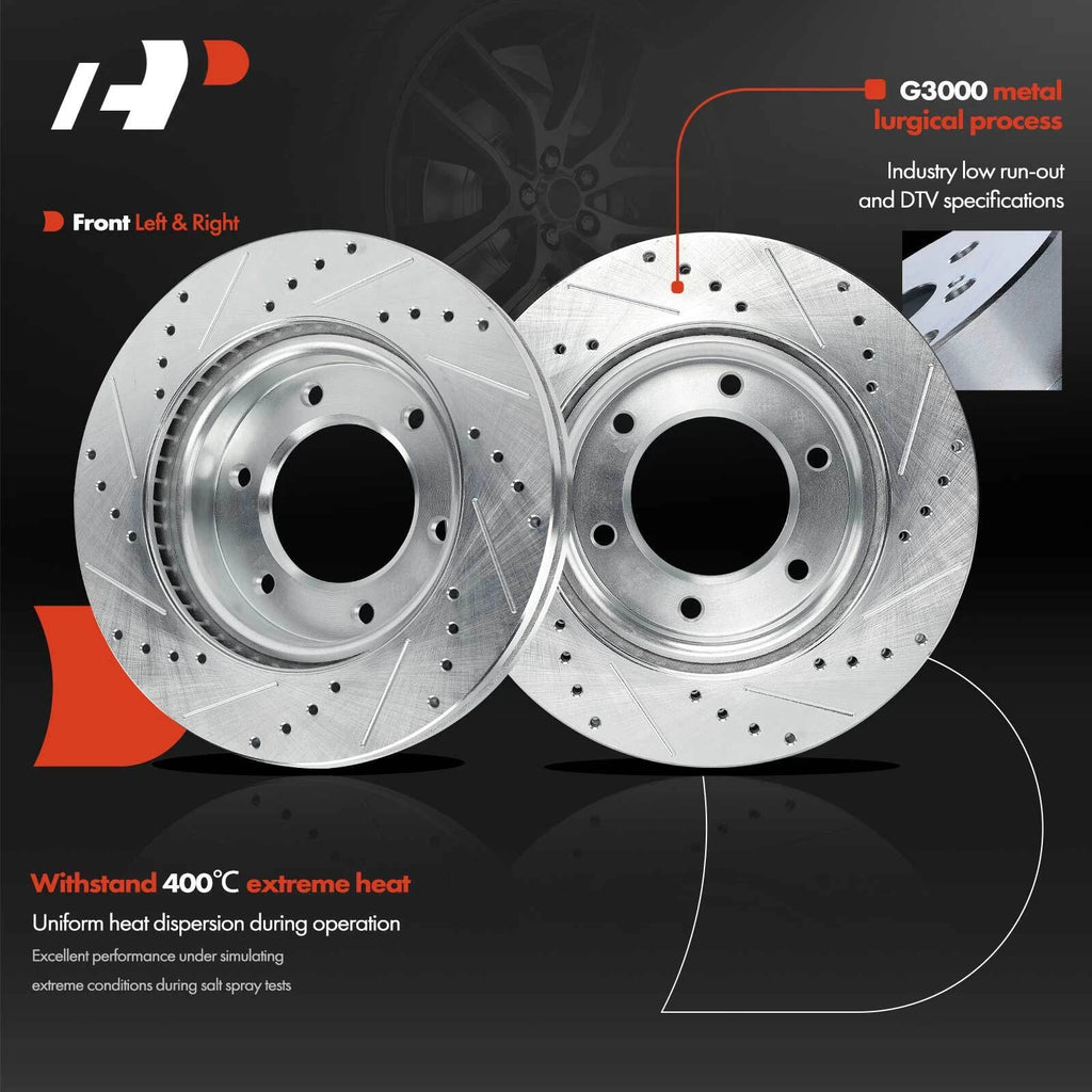 6x Front Drilled Brake Rotors & Pads for Ford Bronco Ranger (2021–2022)