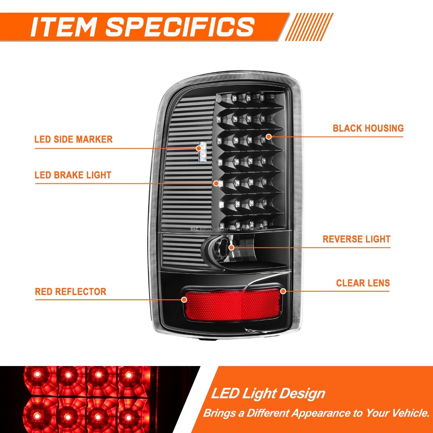 Full LED Tail Light for Chevy Tahoe/GMC Yukon (2000–2006) - Black