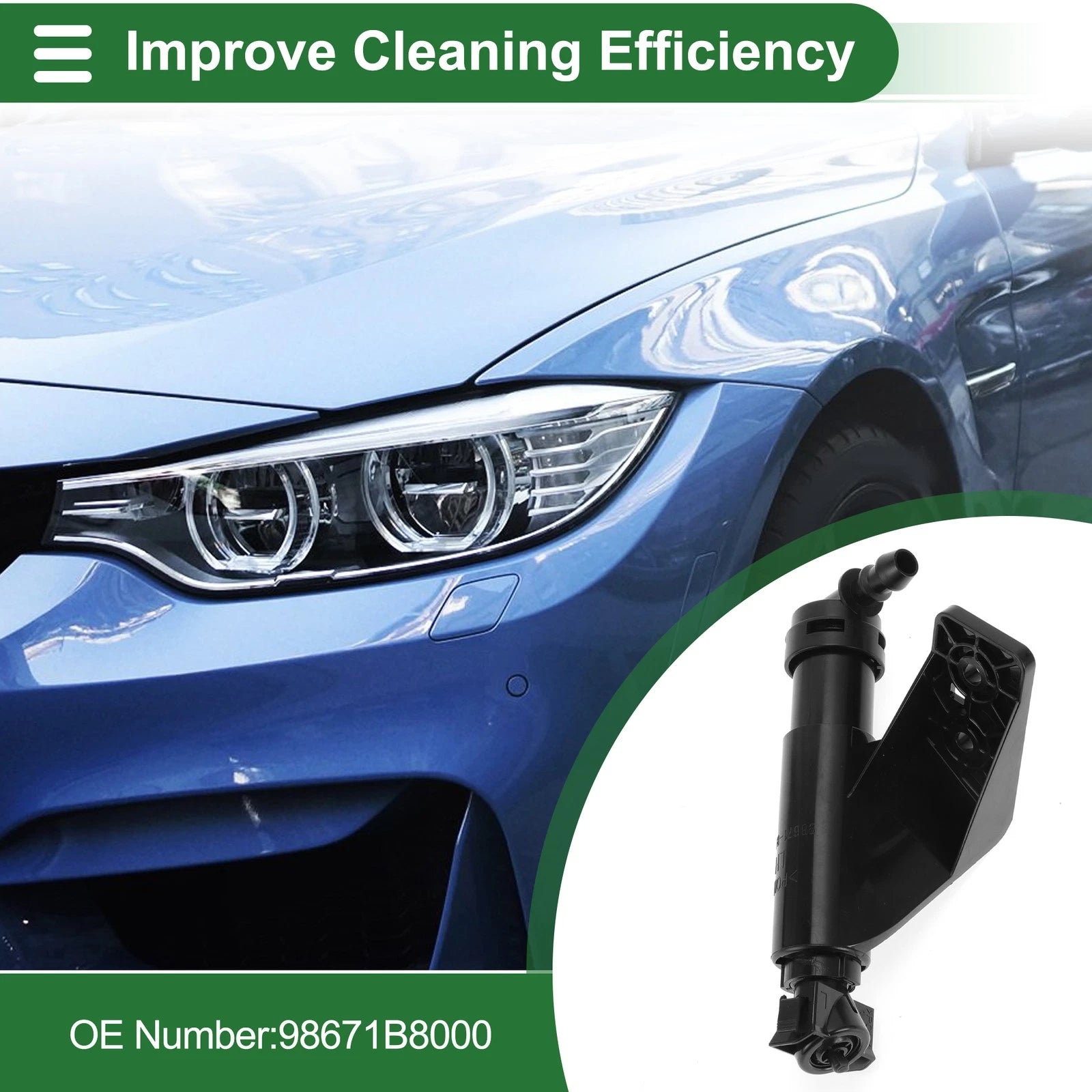 Front Driver Side Headlight Washer Nozzle for Hyundai Santa Fe (2013–2018) No. 98671B8000