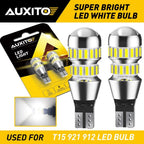 2X AUXITO 921 912 LED Reverse Backup Light Bulb 3000LM 6000K for T15 XC