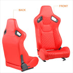 2Pcs Reclinable Racing Seats for Universal Fit (Quilted Red Vinyl)