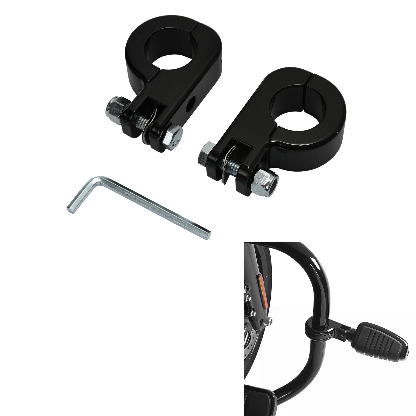 1 1/4" Highway Foot Pegs Footrest Clamps for Harley Touring