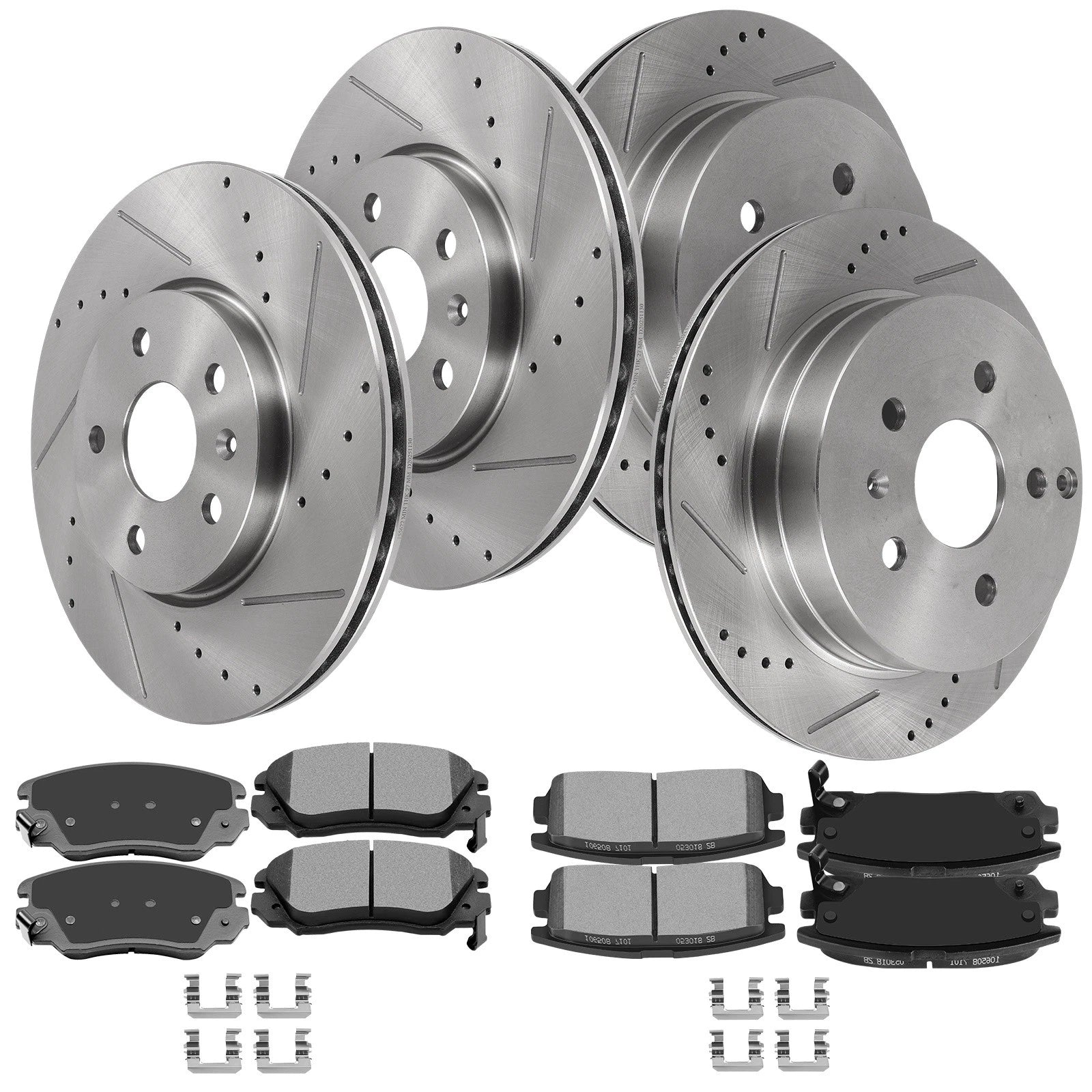 Front & Rear Drilled Rotors Brake Pads for Chevrolet Equinox (2010–2017)