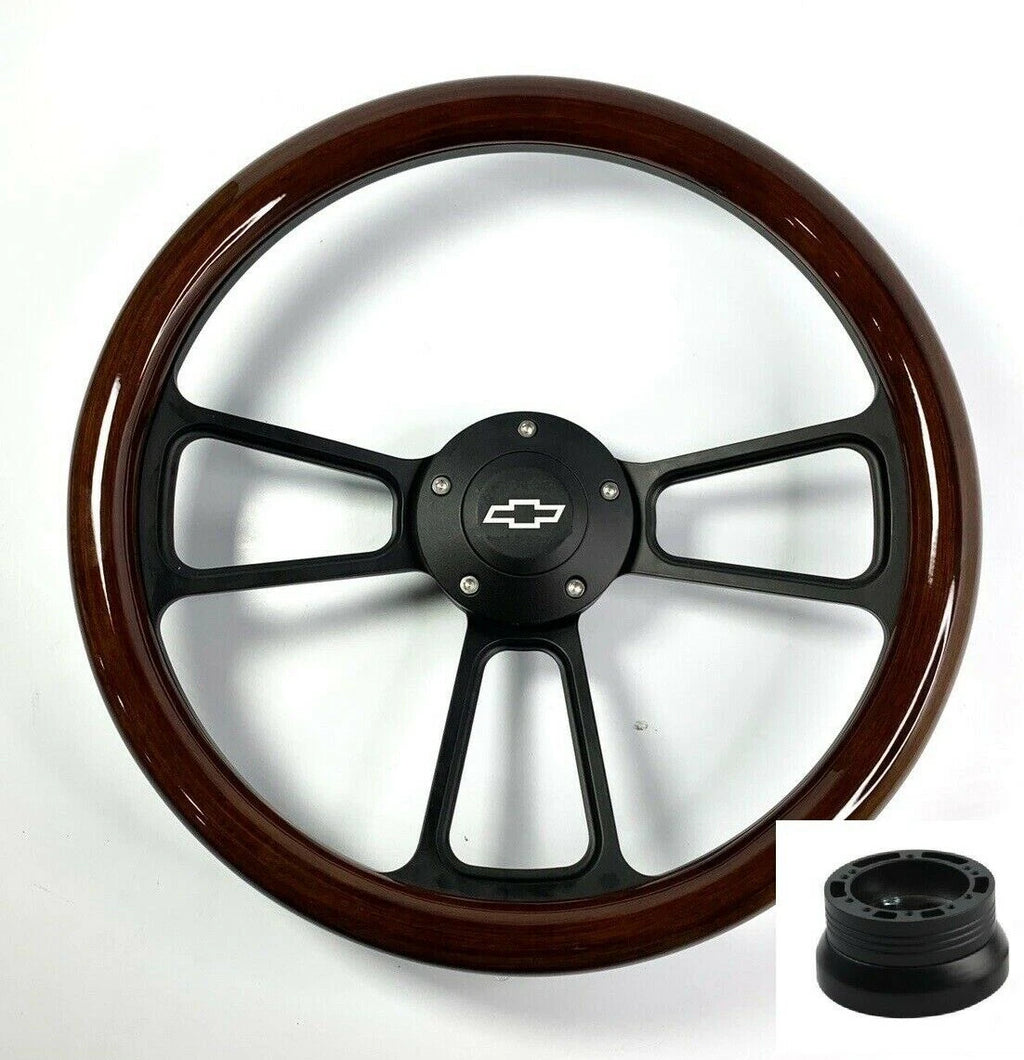 Steering Wheel Cover Dark Wood Wrap 14 inch for Vehicle Universal (2000–2024)