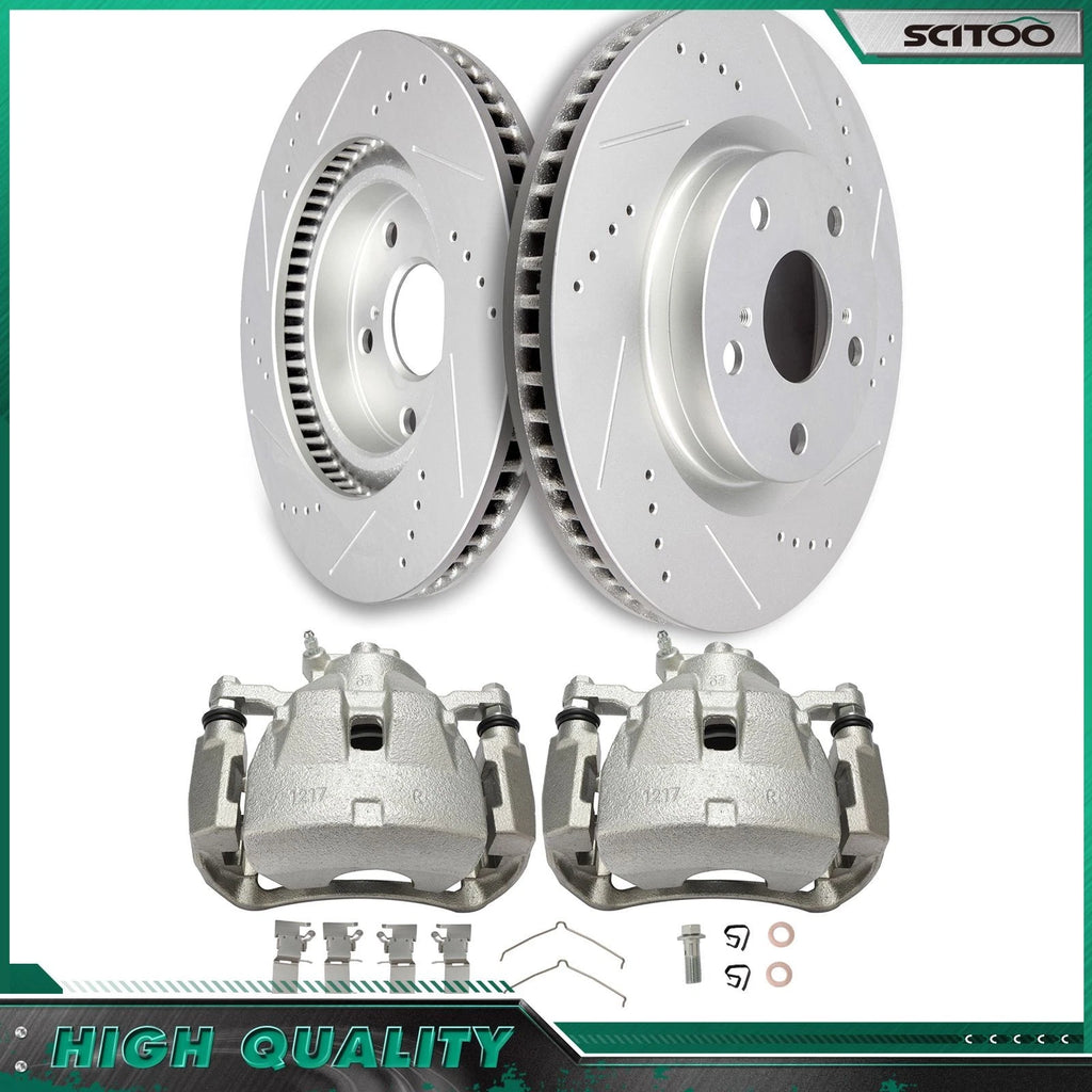 Front Disc Brake Calipers w/Brackets & Ceramic Pads for Toyota Camry (2007–2011)