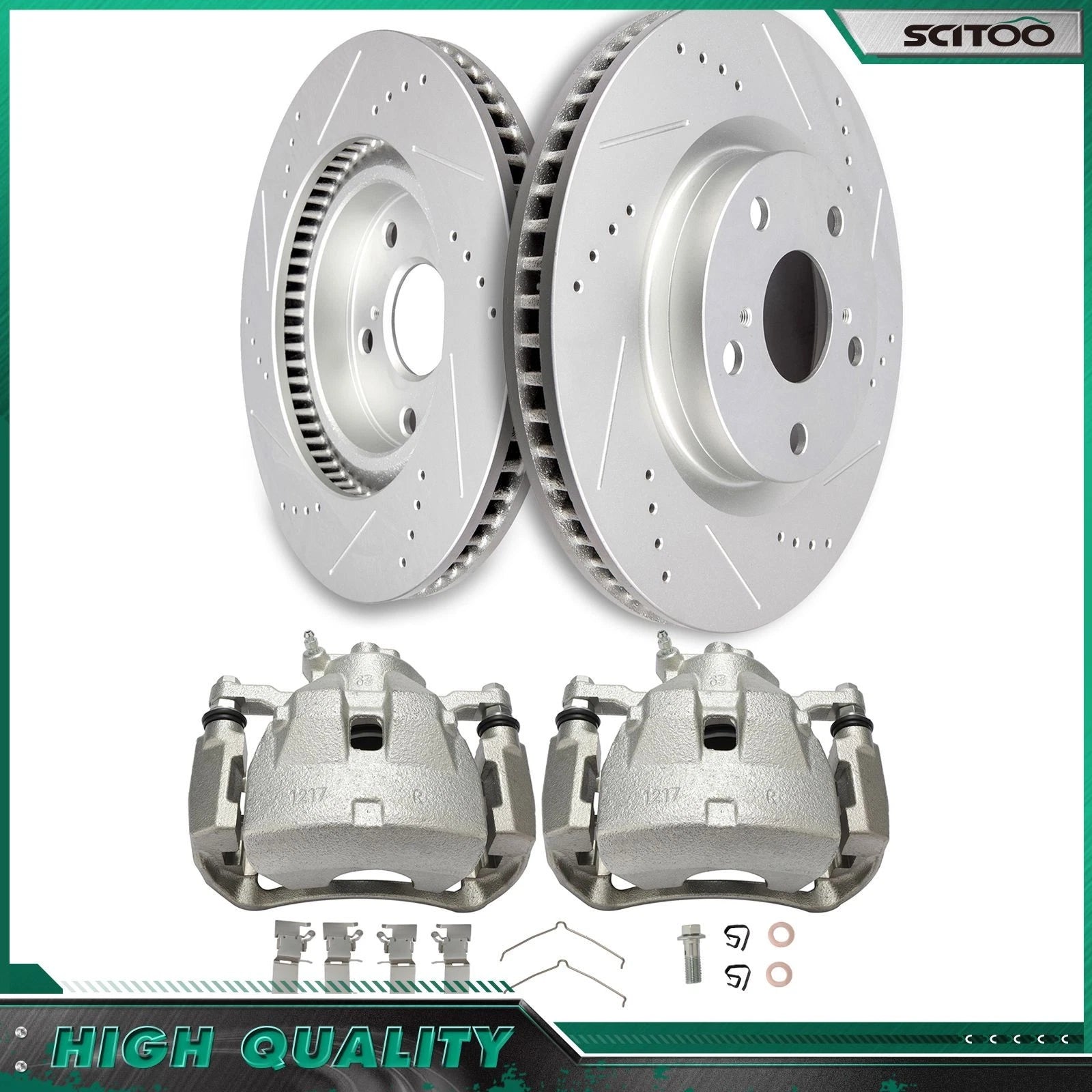 Front Disc Brake Calipers w/Brackets & Ceramic Pads for Toyota Camry (2007–2011)