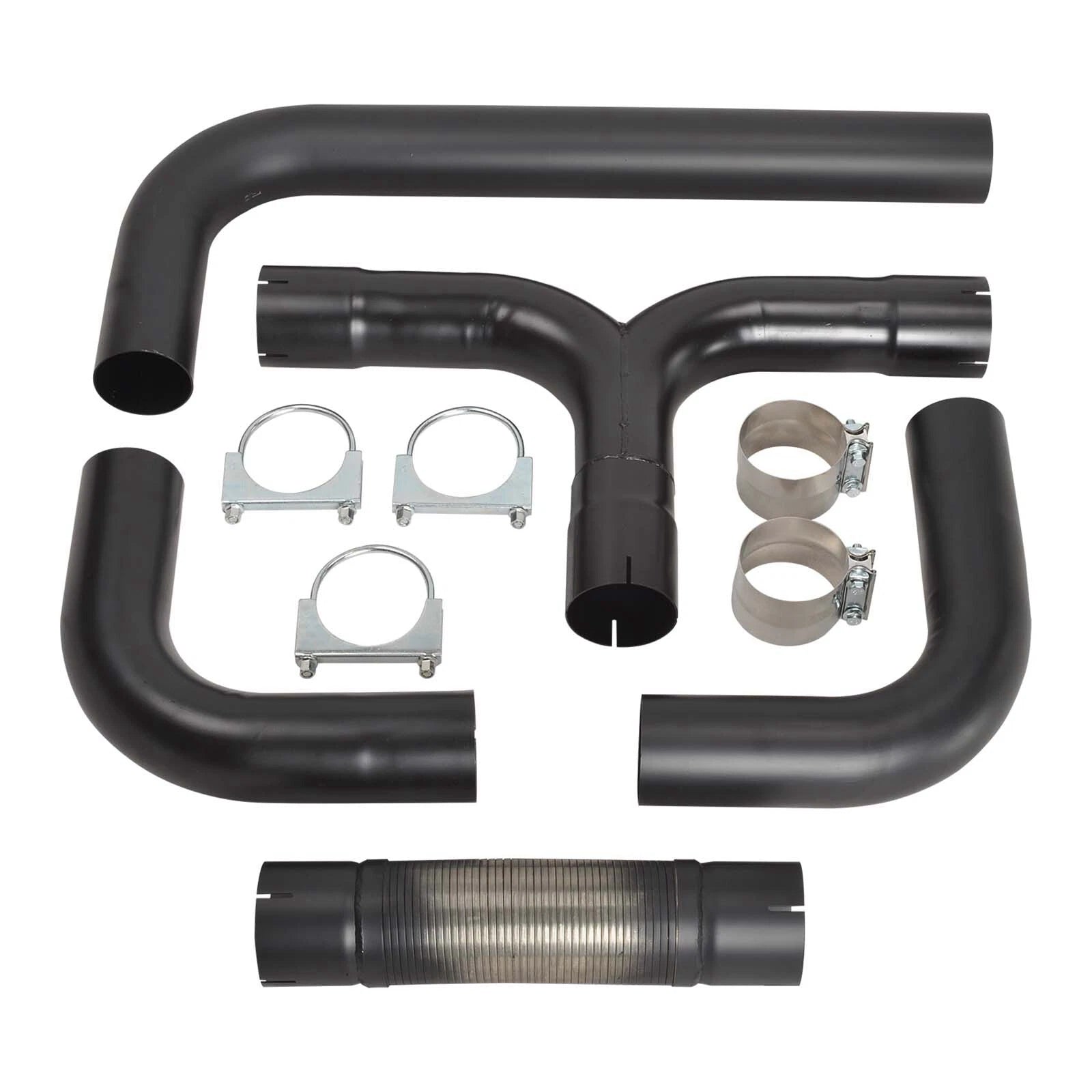 Dual Smoker Diesel Exhaust Stack T Pipe + 2X 4"/5" In 7"/8" Out Tips for