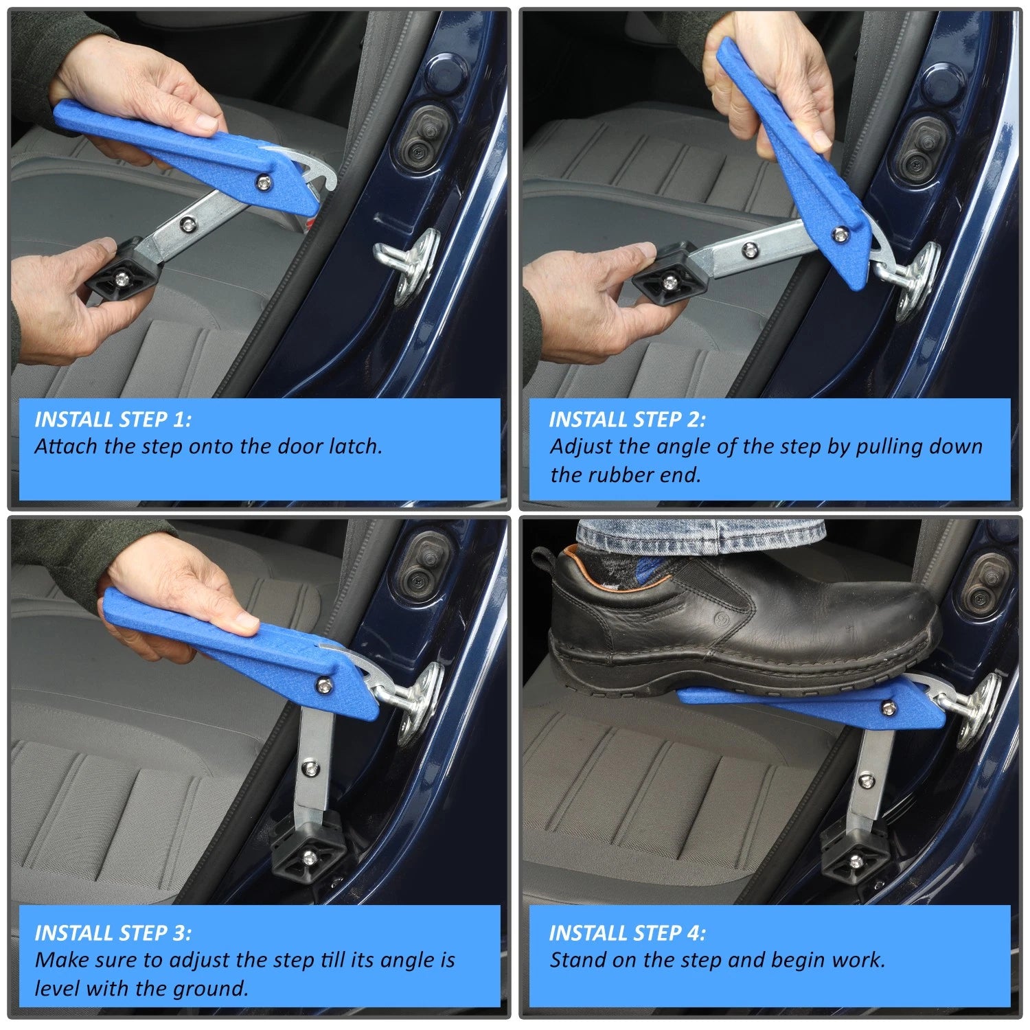 5X Foldable Car Door Latch Hook Step for Roof Access - Blue