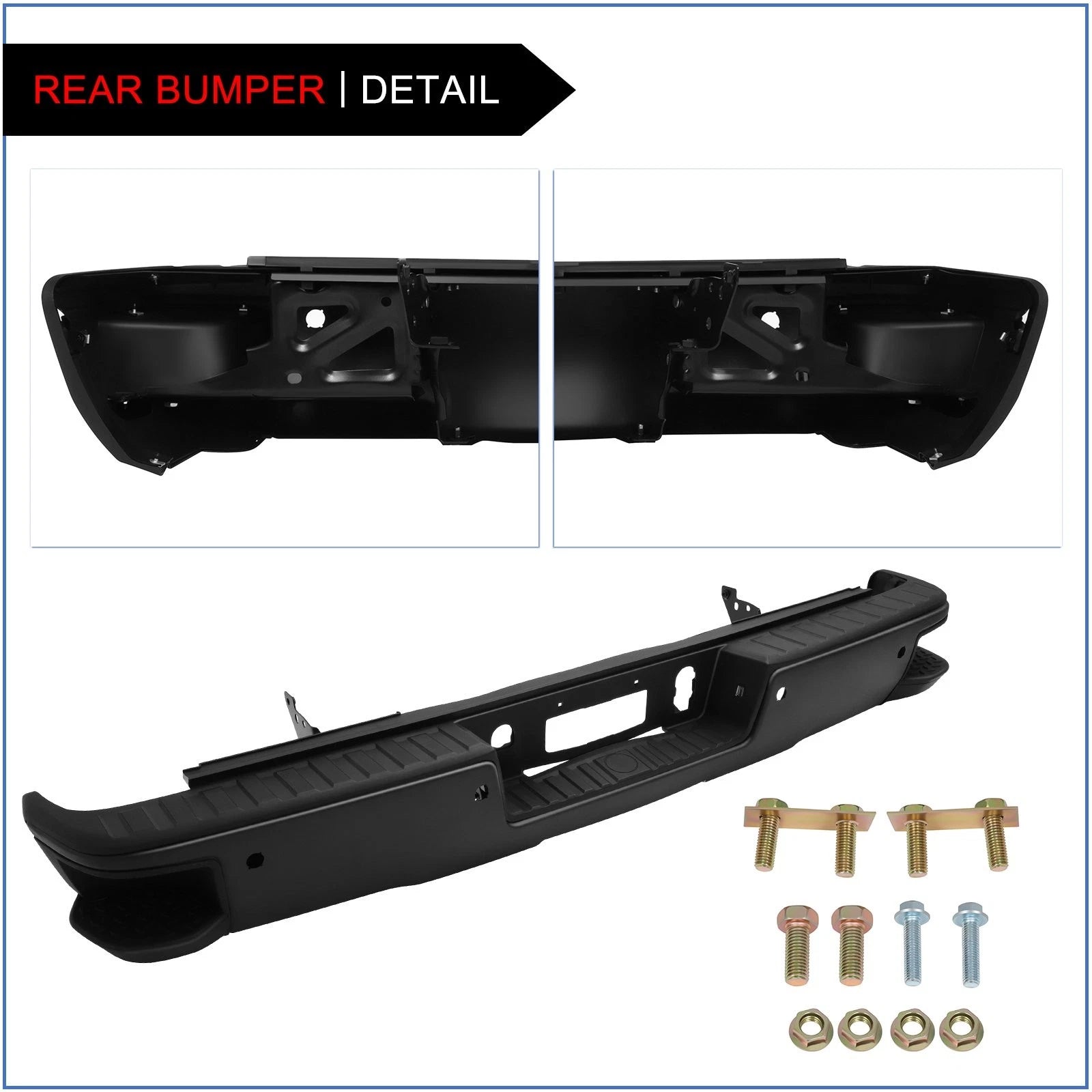 Complete Rear Bumper Assembly for Chevy Silverado (2014–2018) with Sensor Holes