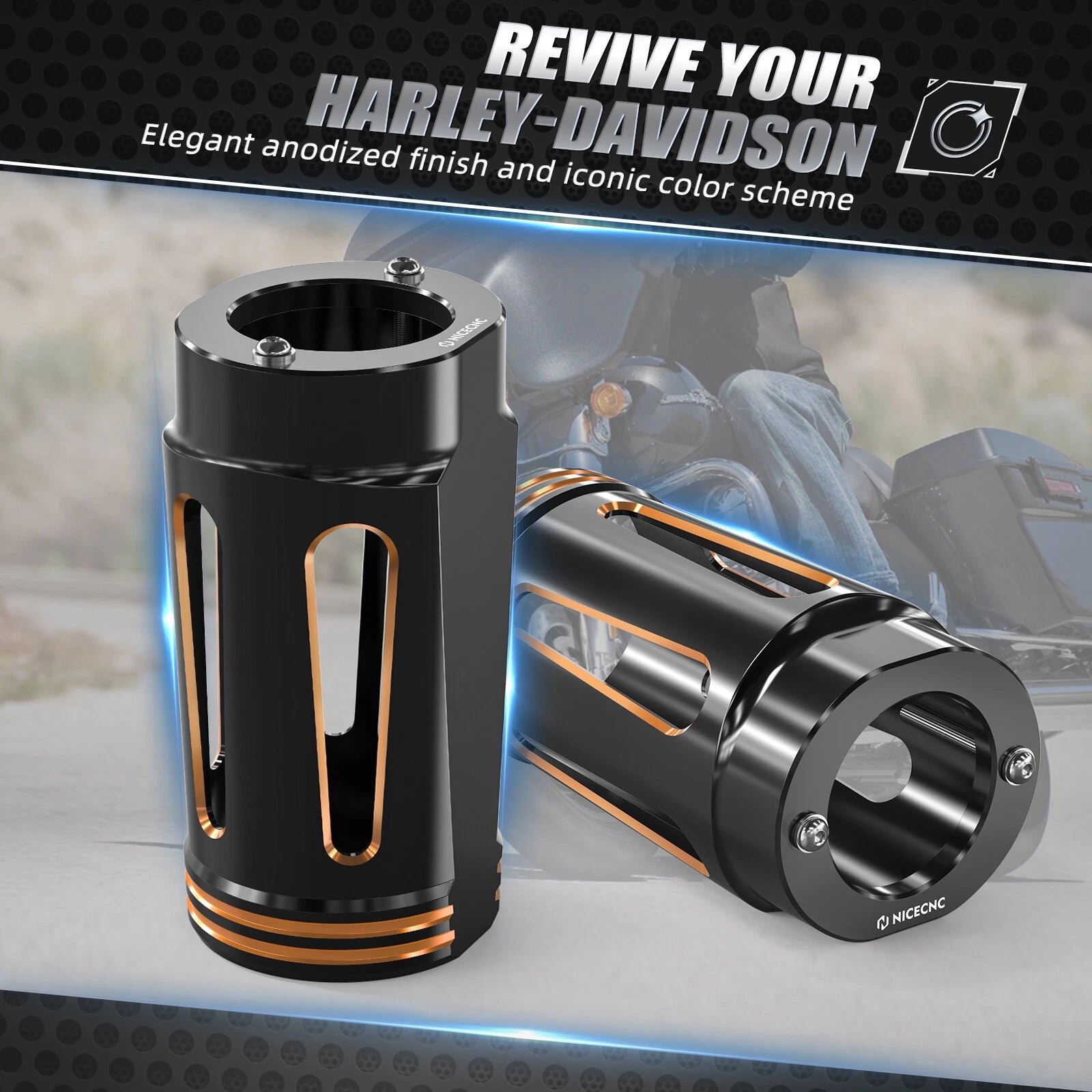 Aluminum Fork Boot Slider Cover for Harley Road King Police FLHP (2014–2024)