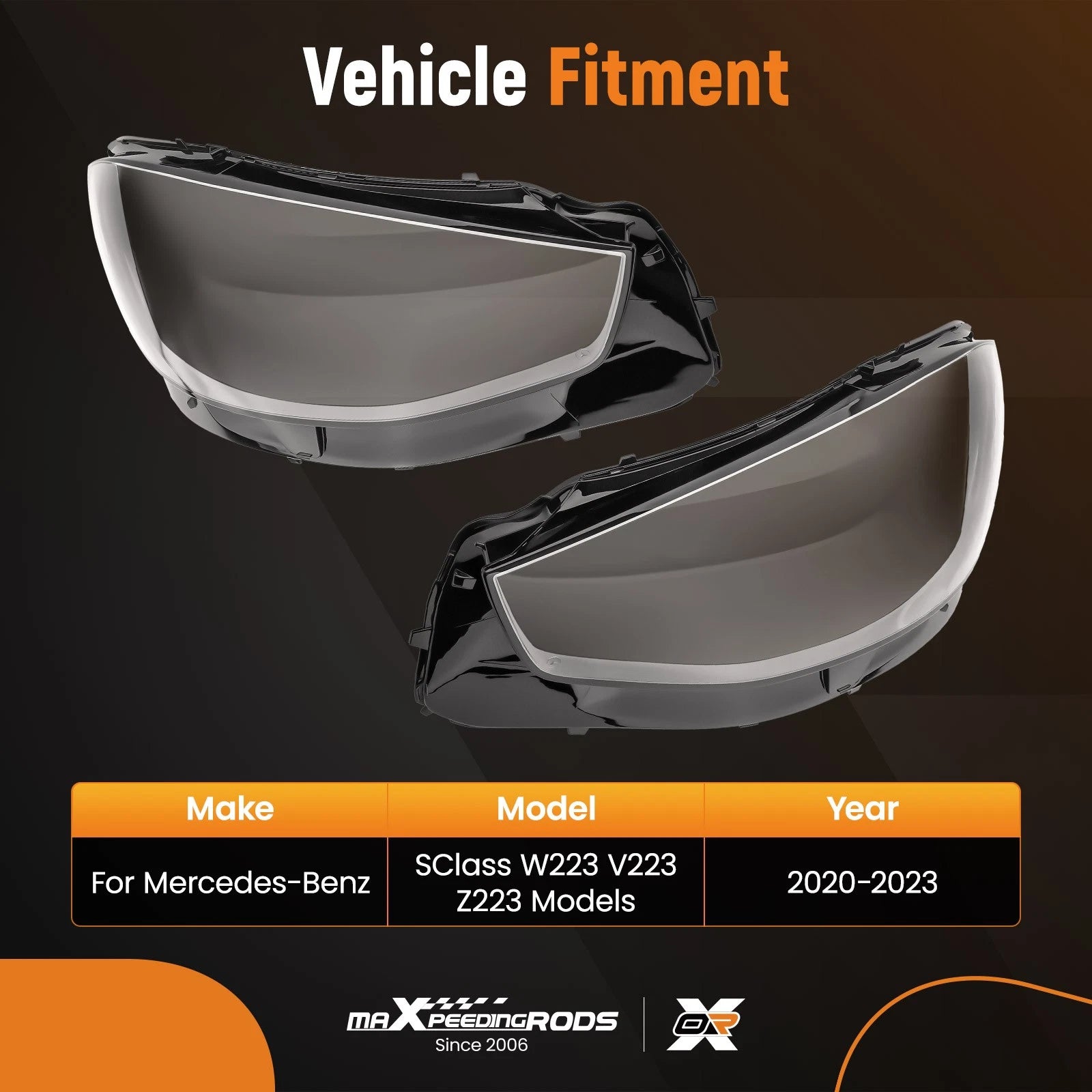 Headlamp Lens Cover for Mercedes-Benz W223 S-Class (2020–2023)