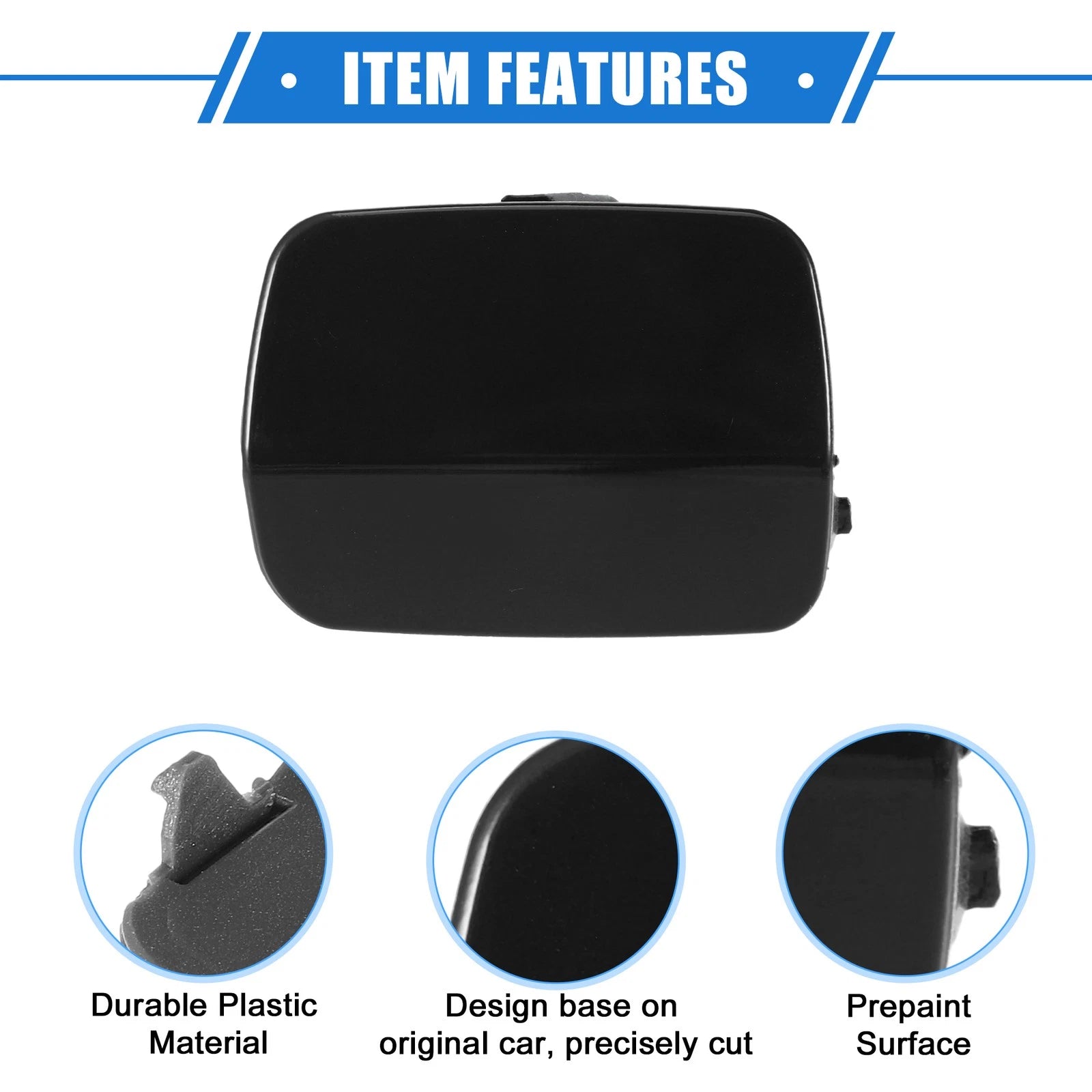 Tow Hook Eye Hole Cover Cap for BMW 3-Series E92 (2007–2010) Black Rear Right