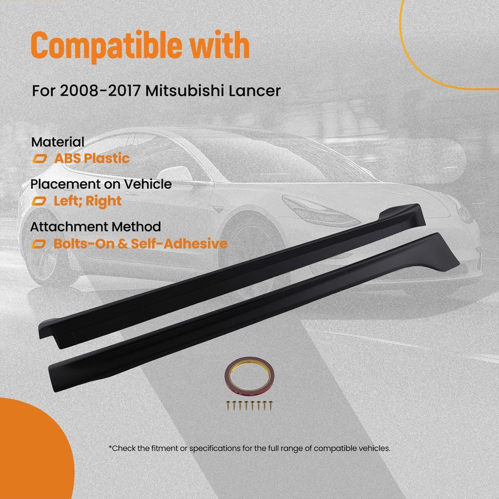 Black Side Skirt Extension Panel for Mitsubishi Lancer (2008–2017) ABS