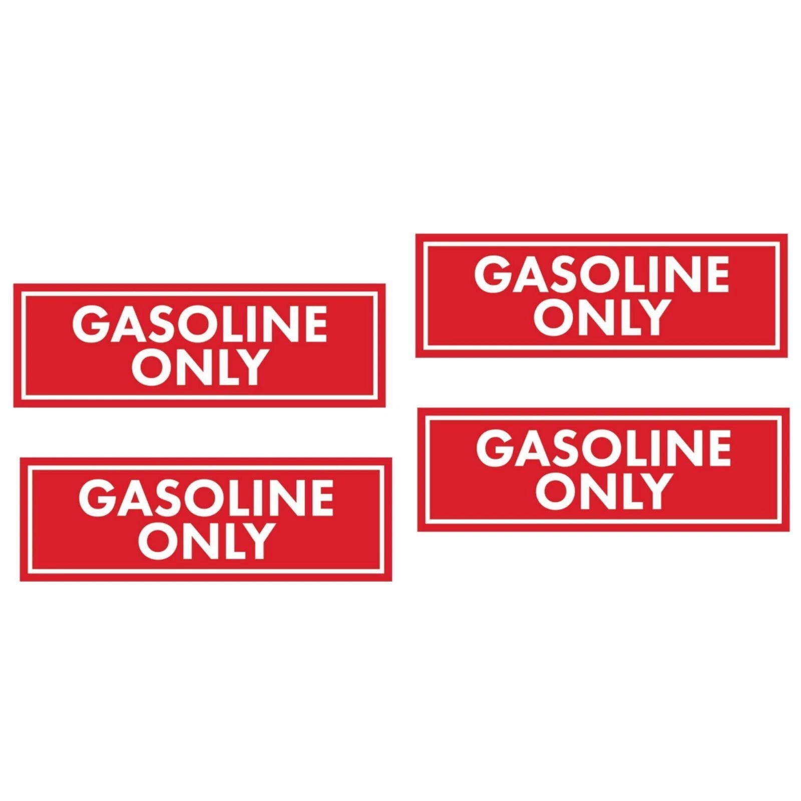 Gasoline Only Stickers Set of 4 for Motors (2" x 6")