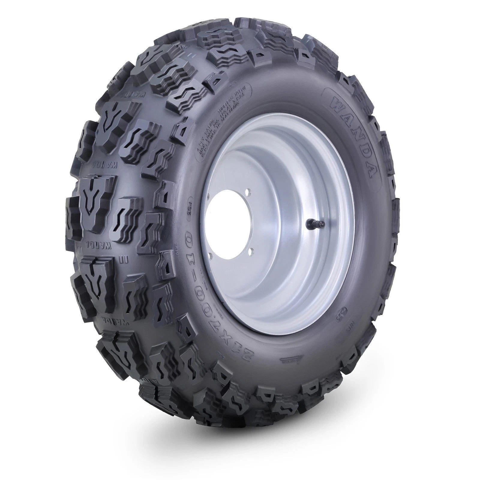WANDA ATV Tire & Wheel Set of 2 21X7-10 4/110mm PCD Silver Wheels - 10058