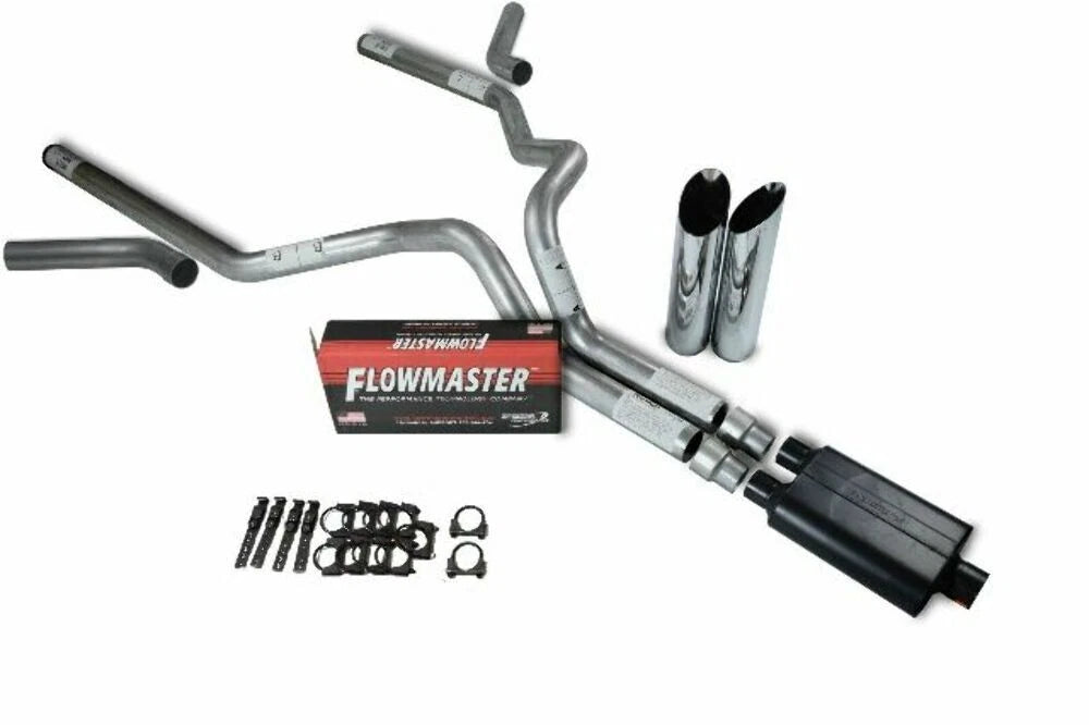 3" Dual Exhaust Kit for Chevy GMC 1500 (2019–2025) - Flowmaster Super 44, Slash Tip