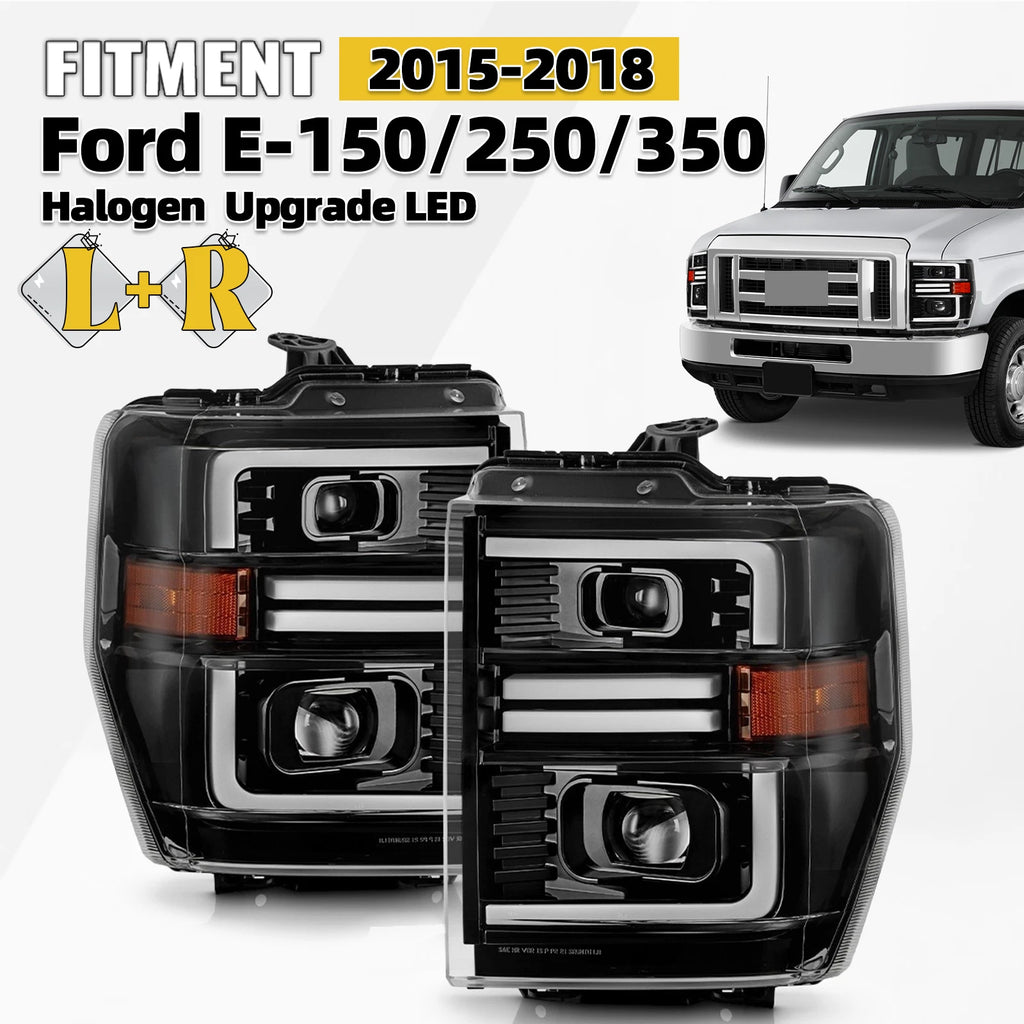 LED Headlight Upgrade for Ford E-150 E-250 E-350 (2008–2026) Projector Pair
