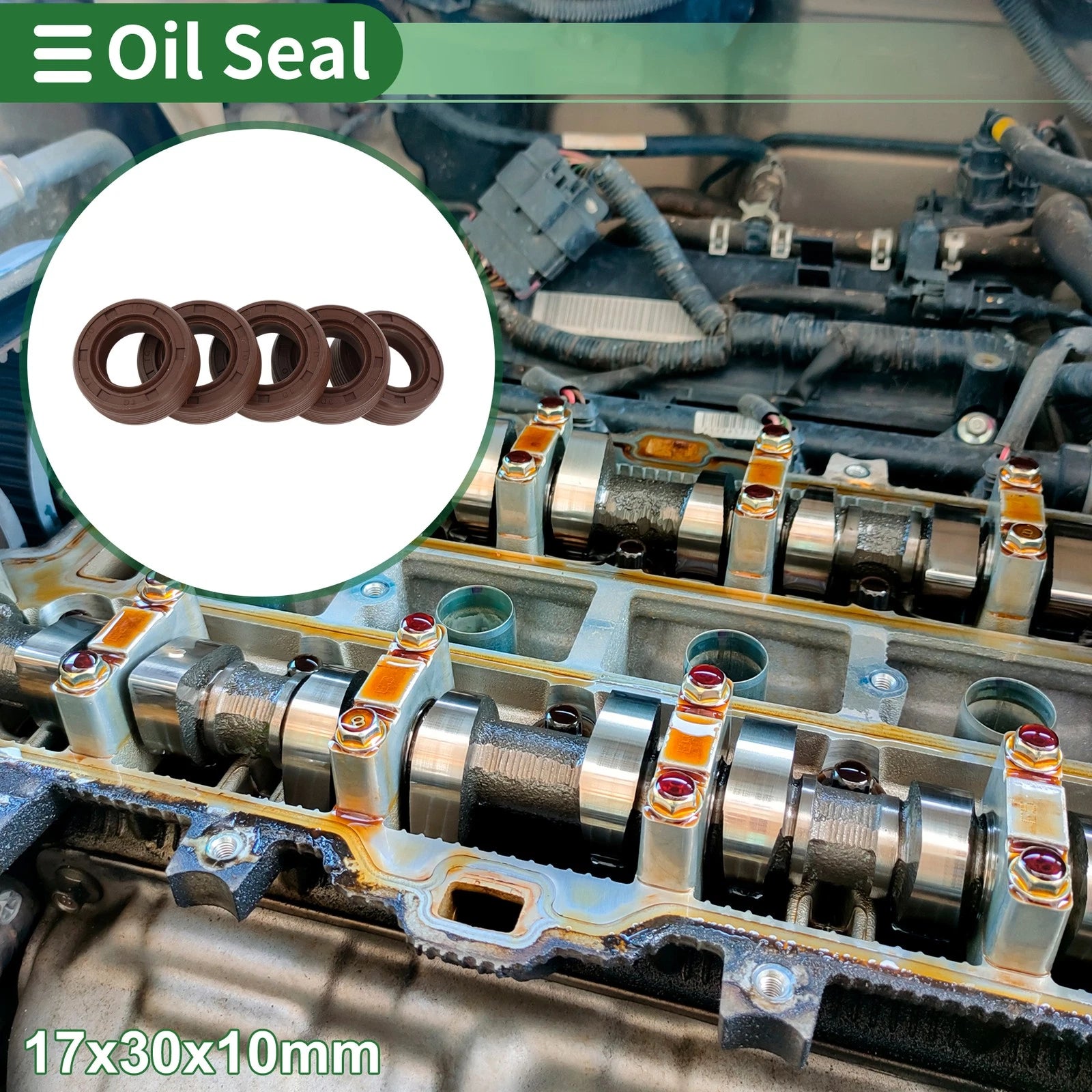 Set of 5 Oil Seals FKM Rubber 17x30x10mm High Pressure