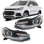Set of 2 Headlight Assemblies for Chevy Trax (2017–2019) Halogen with LED DRL