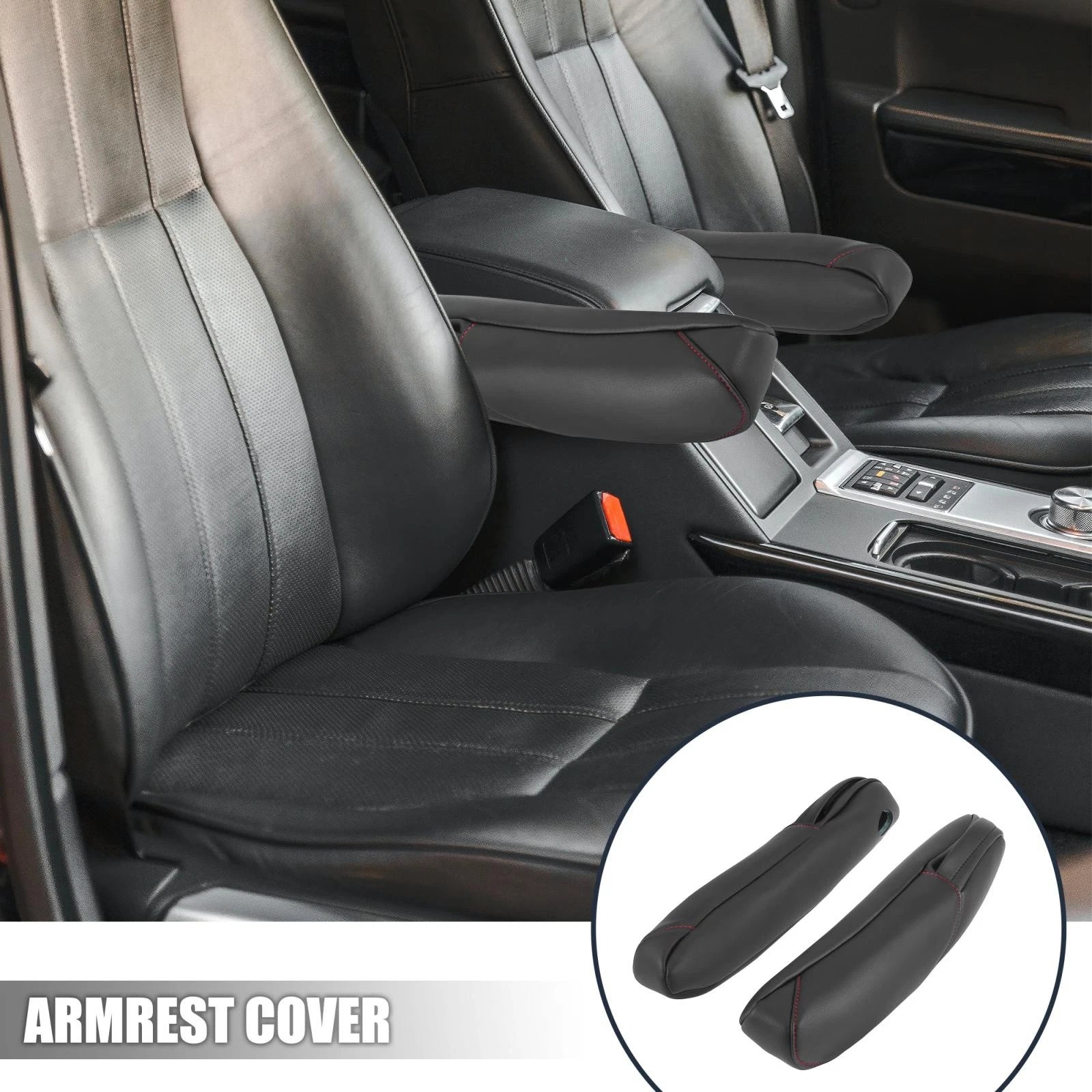 Pair Front Seat Armrest Covers for Honda CR-V (2010–2011) Black Red Line