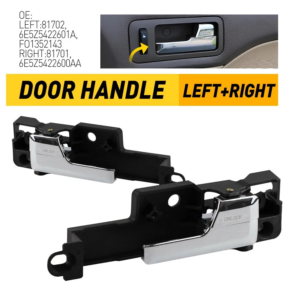 Set of 2 Chrome Interior Door Handles for Ford MKZ Fusion (2006–2012)
