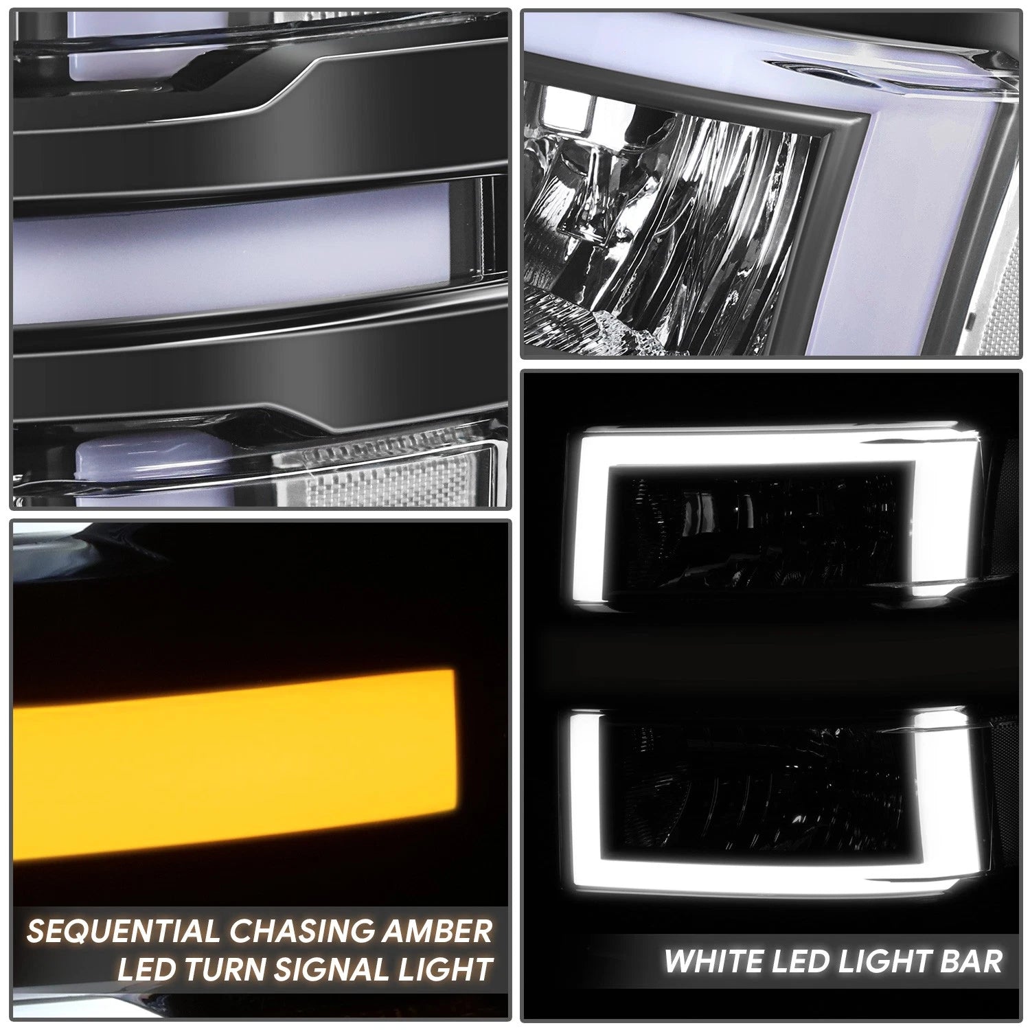 3D LED DRL Sequential Headlights for Chevrolet Silverado 1500 (2014–2015)