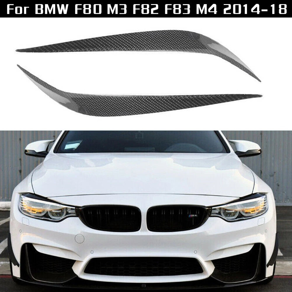 2X Carbon Fiber Headlight Eye Lid for BMW F80 M3 F82 F83 M4 (2014–2018)