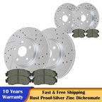 Front Rear Drilled Disc Brake Rotors and Ceramic Pads for Toyota Corolla (2003–2008)