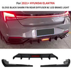 Gloss Black LED Rear Diffuser + Corner Splitters for Hyundai Elantra (2021–2023)