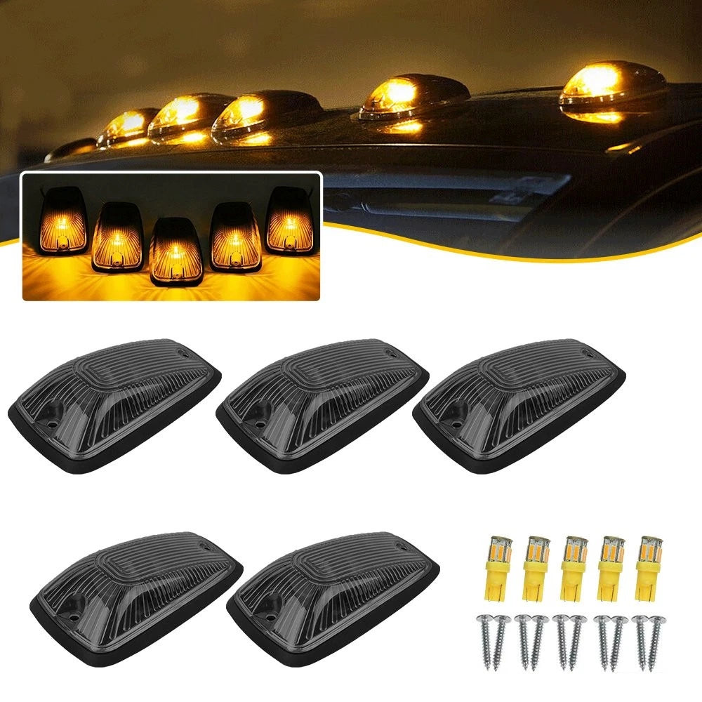 5X Cab Roof Marker Lights + 5X 5050 Amber LED for GMC/Chevy C1500-3500 (1999–2007)