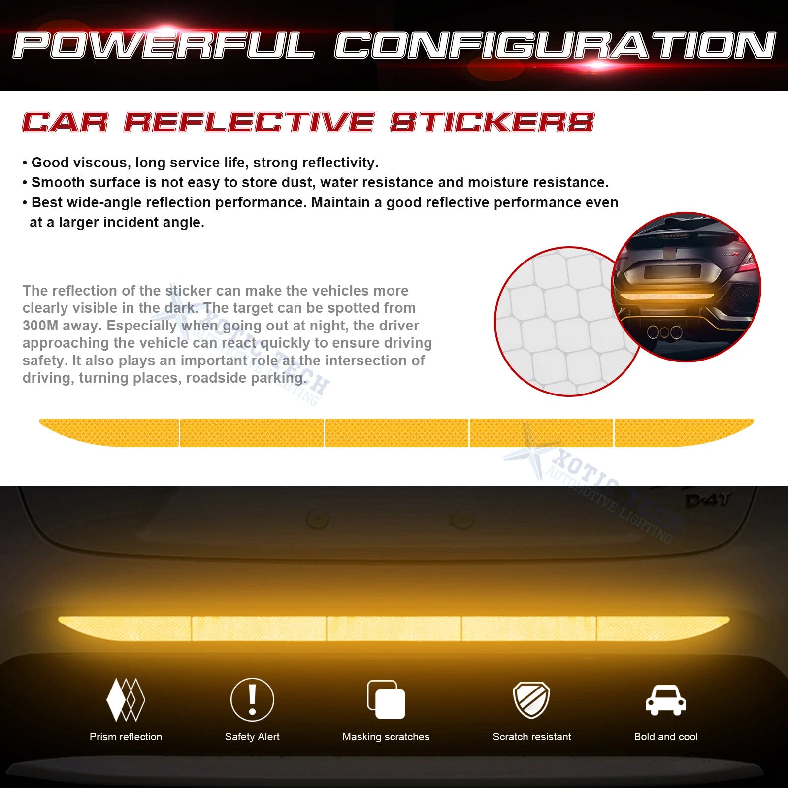 Reflective Warning Strip Tape for Car Truck Bumper (2000-2005)