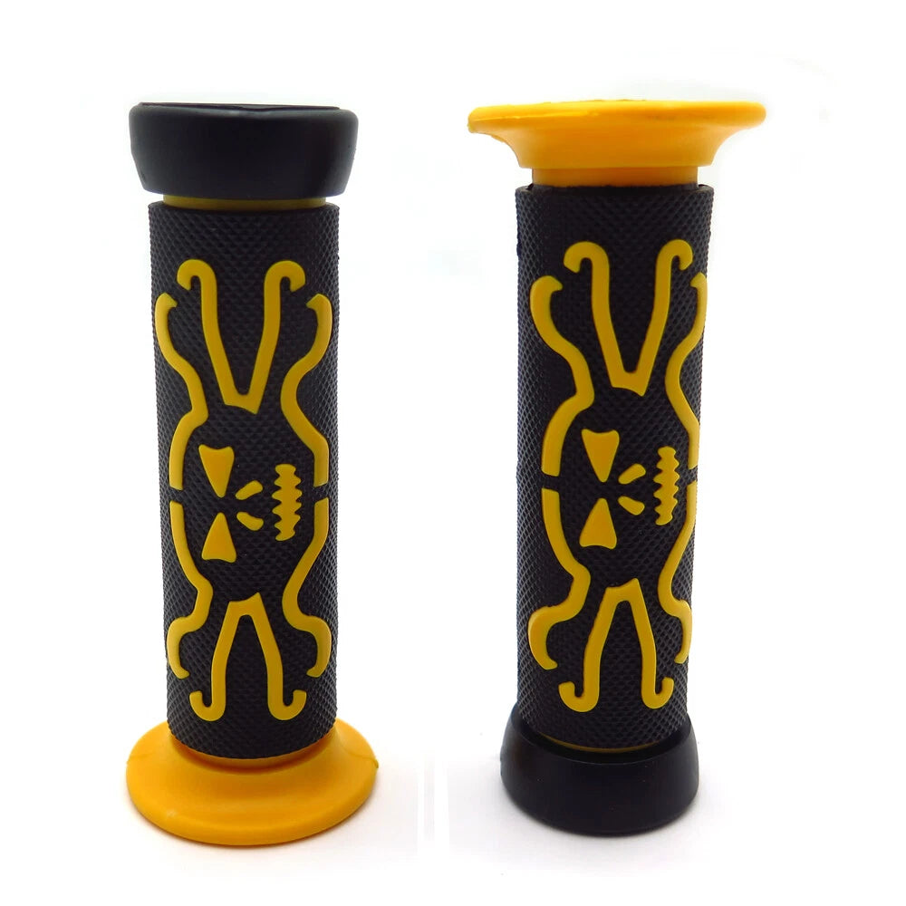 Rubber Hand Grips for Honda CBR 600 F3 F4i RR (1995–2006) - Yellow Skull