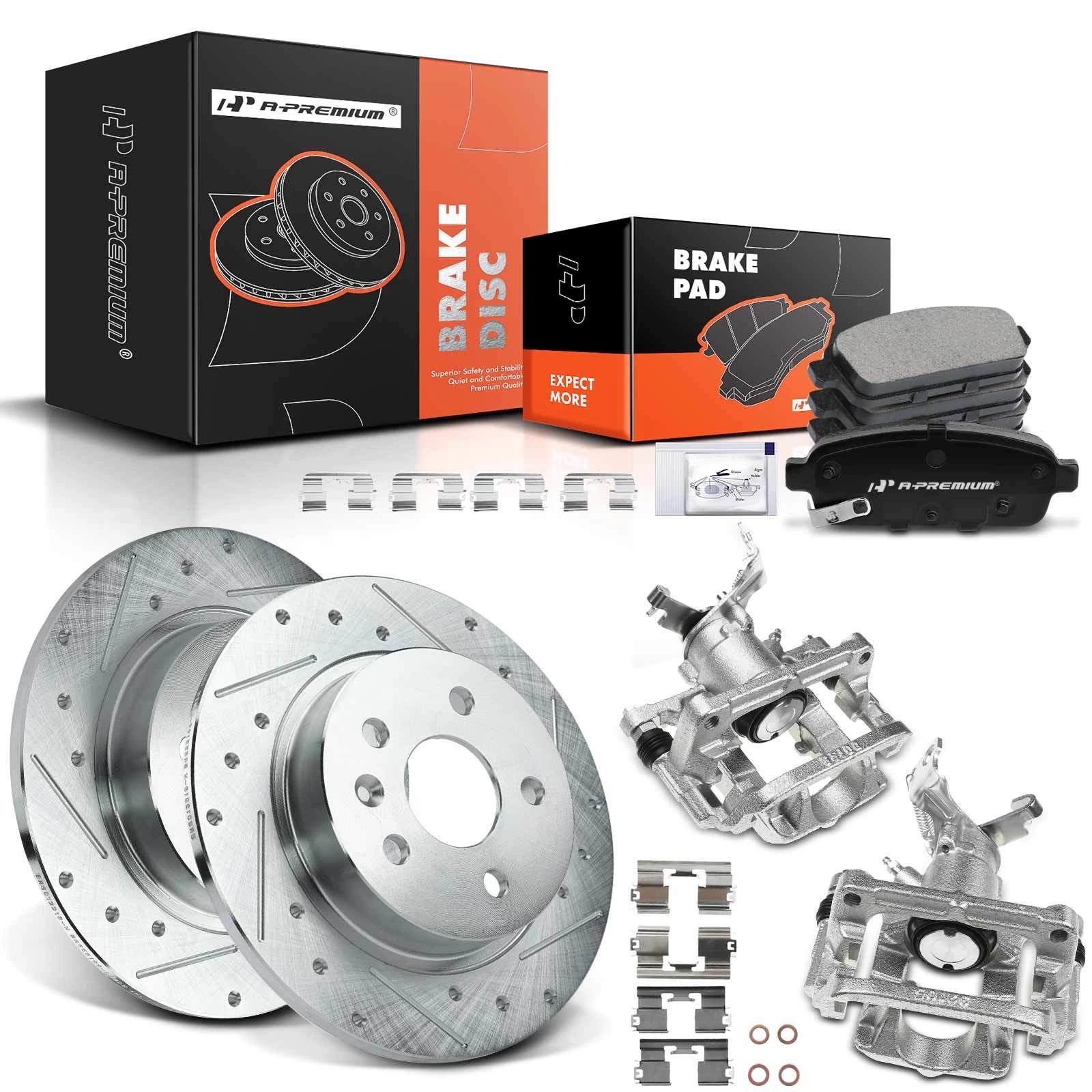 Set of 8 Rear Drilled Brake Rotors & Pads for Chevrolet Cruze (2011–2015)