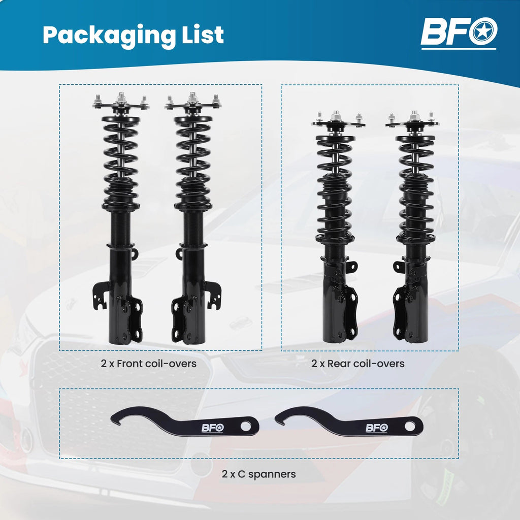 Set of 4 Coilover Shocks for Toyota Camry (2002-2006)