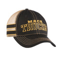 Side Stripe Cap for Mack Trucks (Black/Tan, Gold Embroidered)