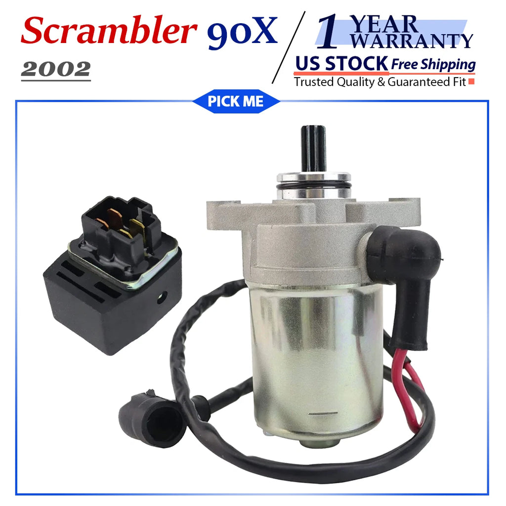 Starter Motor with Relay for Polaris Scrambler 90X (2002)