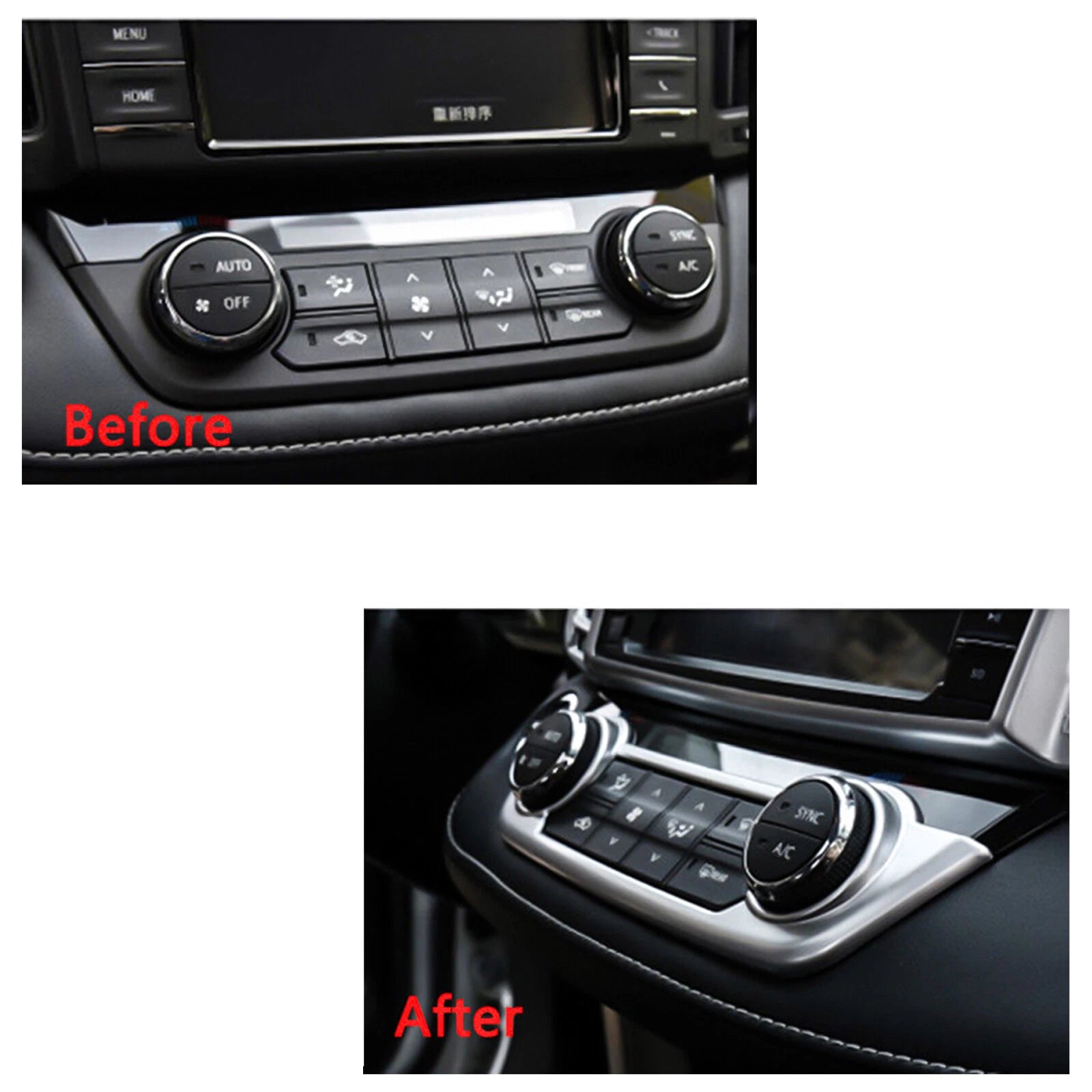 Matte Silver Dashboard AC Air Vent Cup Holder Handbrake Cover for RAV4 (2016-2018)