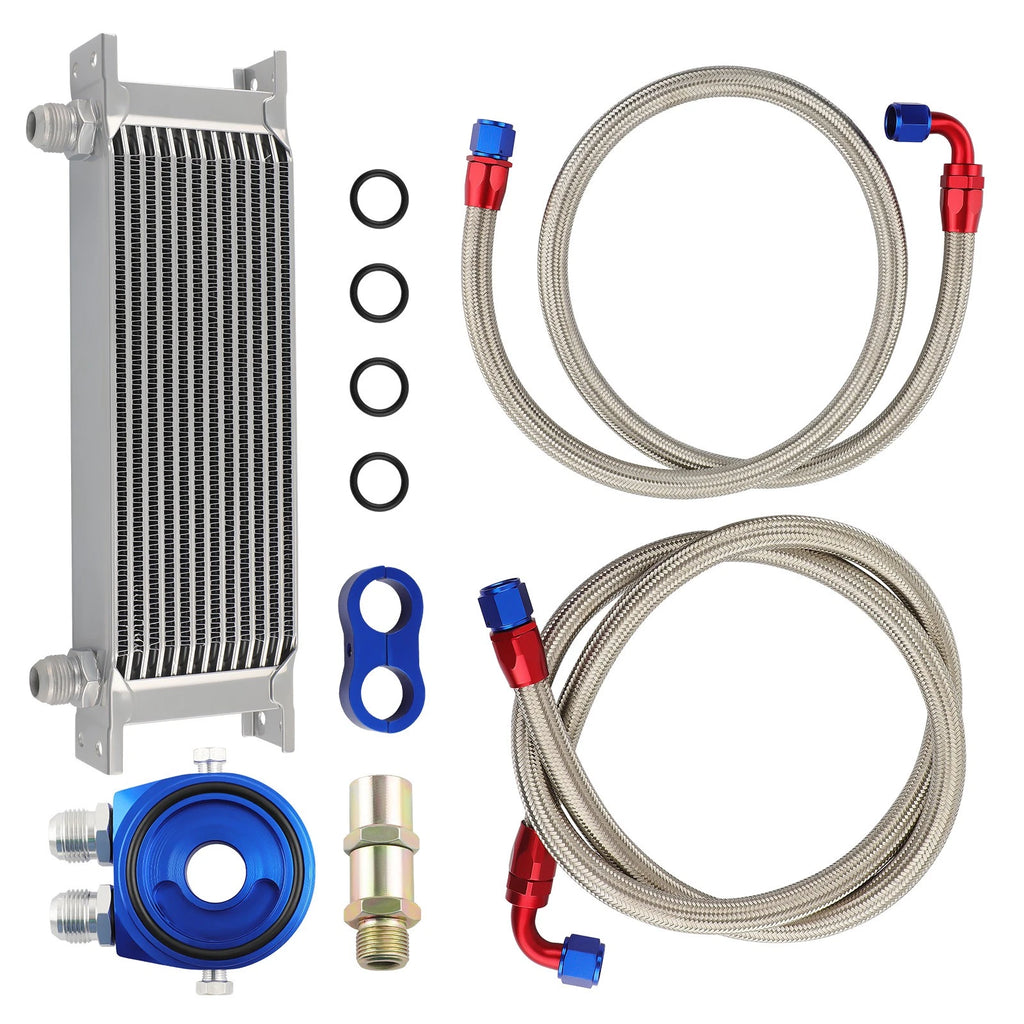 13 Row AN10 Oil Cooler + Filter Relocation Kit for Toyota (Universal)