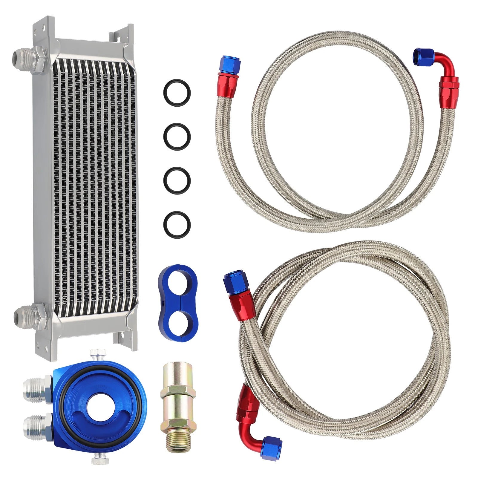 13 Row AN10 Oil Cooler + Filter Relocation Kit for Toyota (Universal)