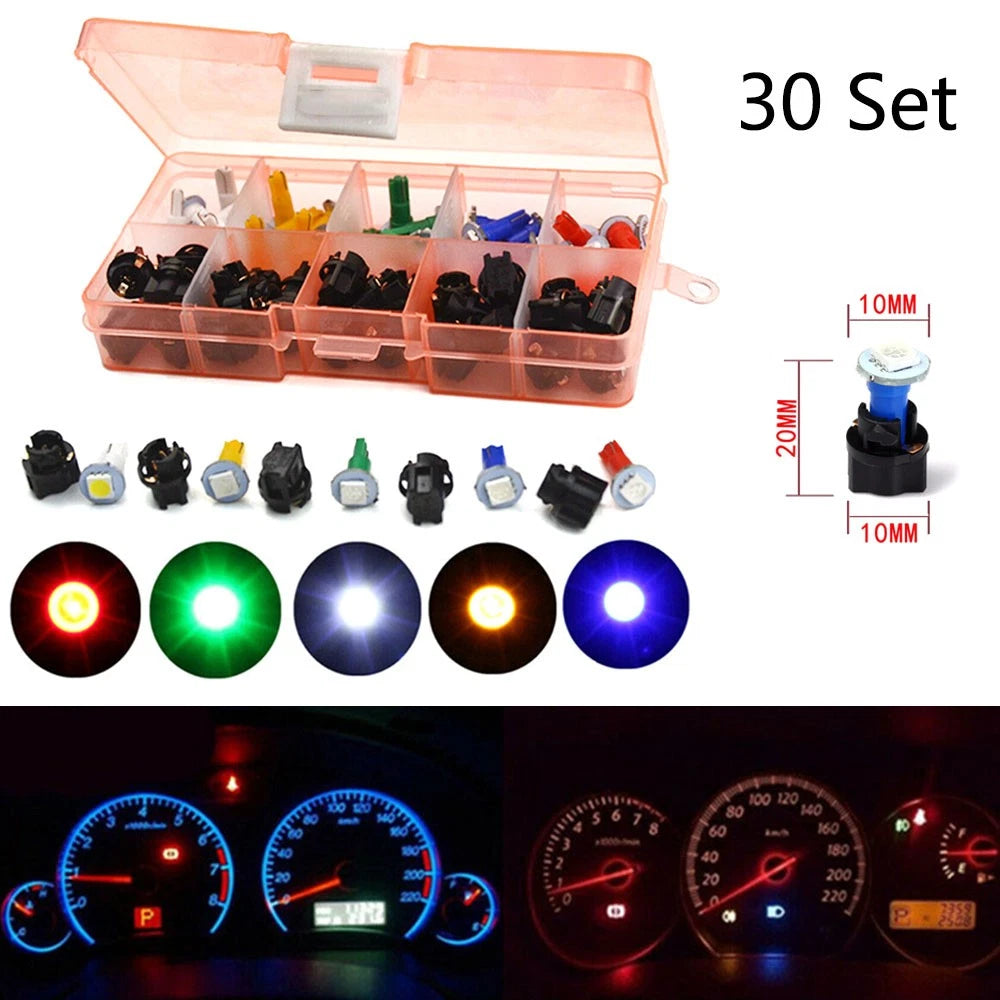 30Pcs T5 Twist Socket LED Light Bulb for Car Instrument Panel