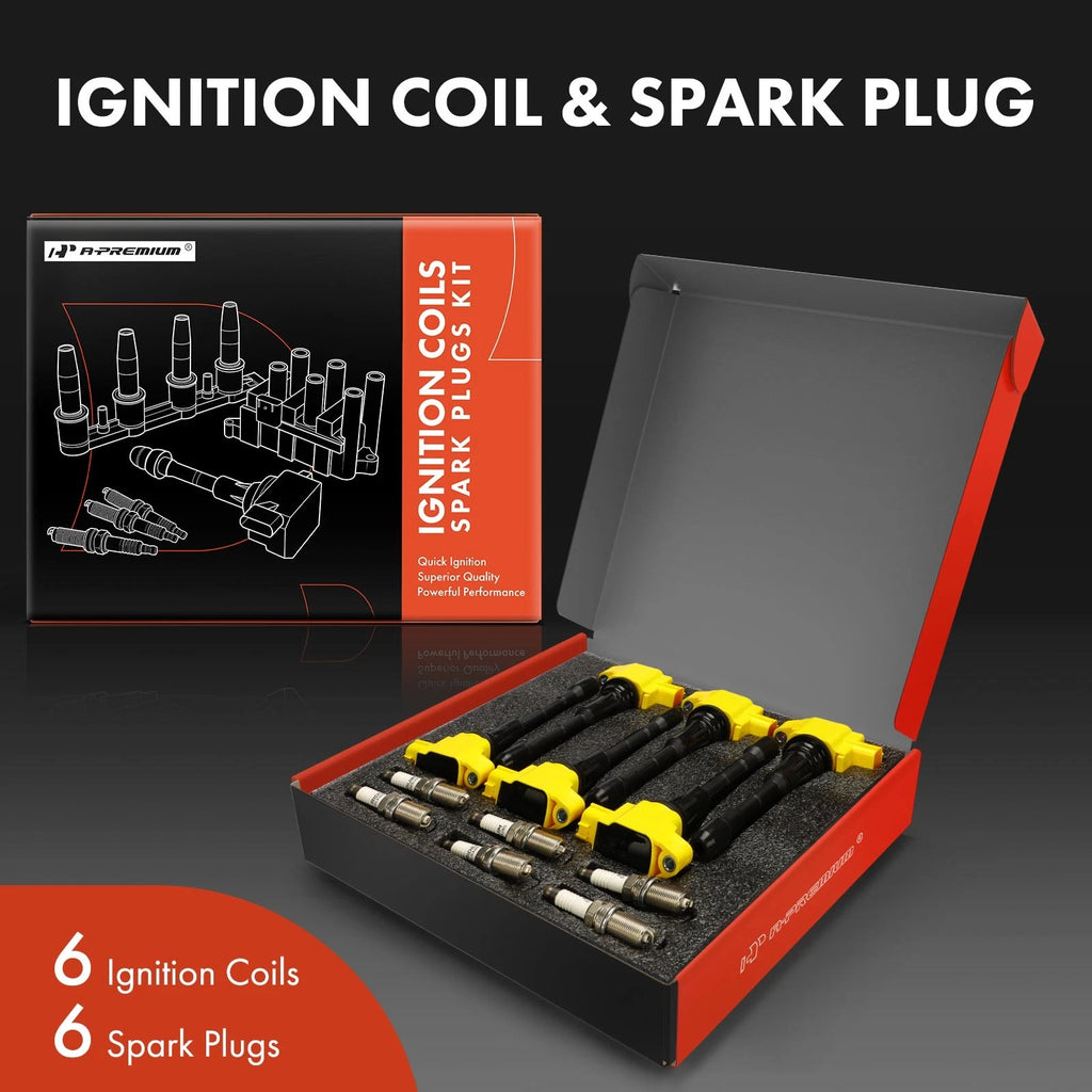 Set of 6 Ignition Coils & Iridium Spark Plugs for Nissan 370Z INFINITI G37 (2009–2019)