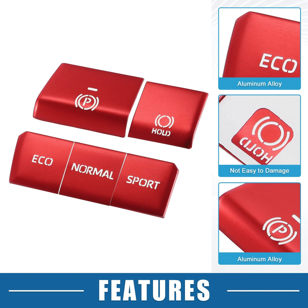 5X Handbrake Drive Mode Button Metal Cover Trim for Toyota RAV4 (2019–2022) Red