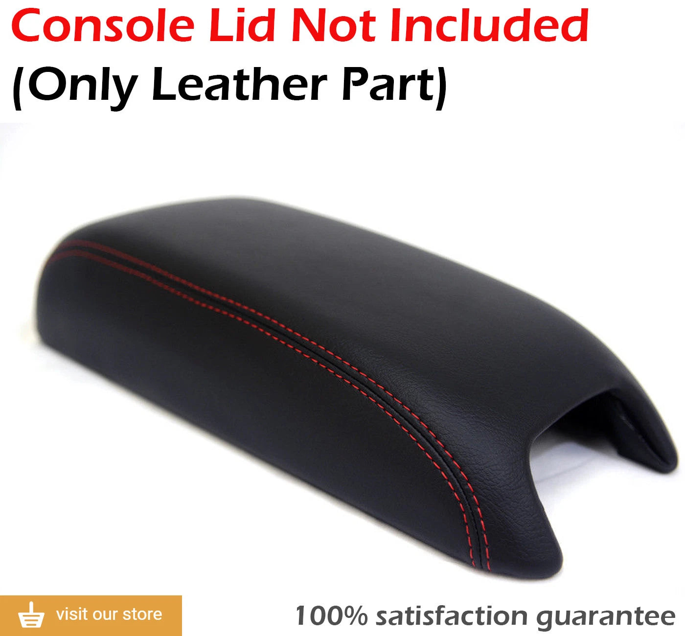 Leather Synthetic Console Armrest Cover for Dodge Journey (2011–2020) Red Stitch