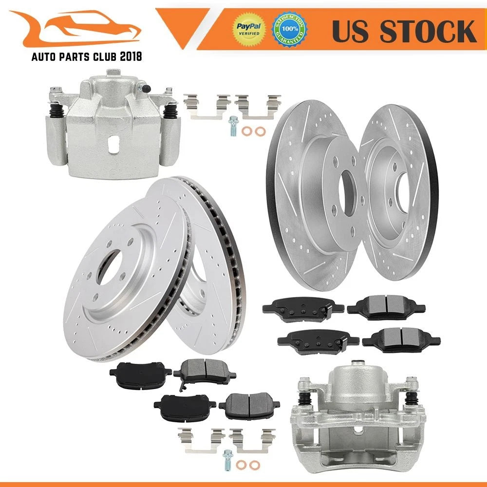 2X Front Brake Caliper & Rotor Ceramic Pad for Chevrolet Malibu (2006–2012)